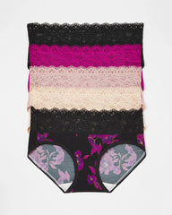 GILDED BLOOMS MULTI PACK - Hipster Panty with Super Soft Enchanting Lace 5 pack