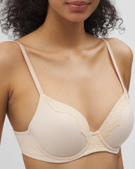 PALE SAND - Embraceable Perfect Coverage Bra with Crochet Lace
