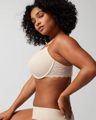 PALE SAND - Push-Up Plunge Bra with Lace