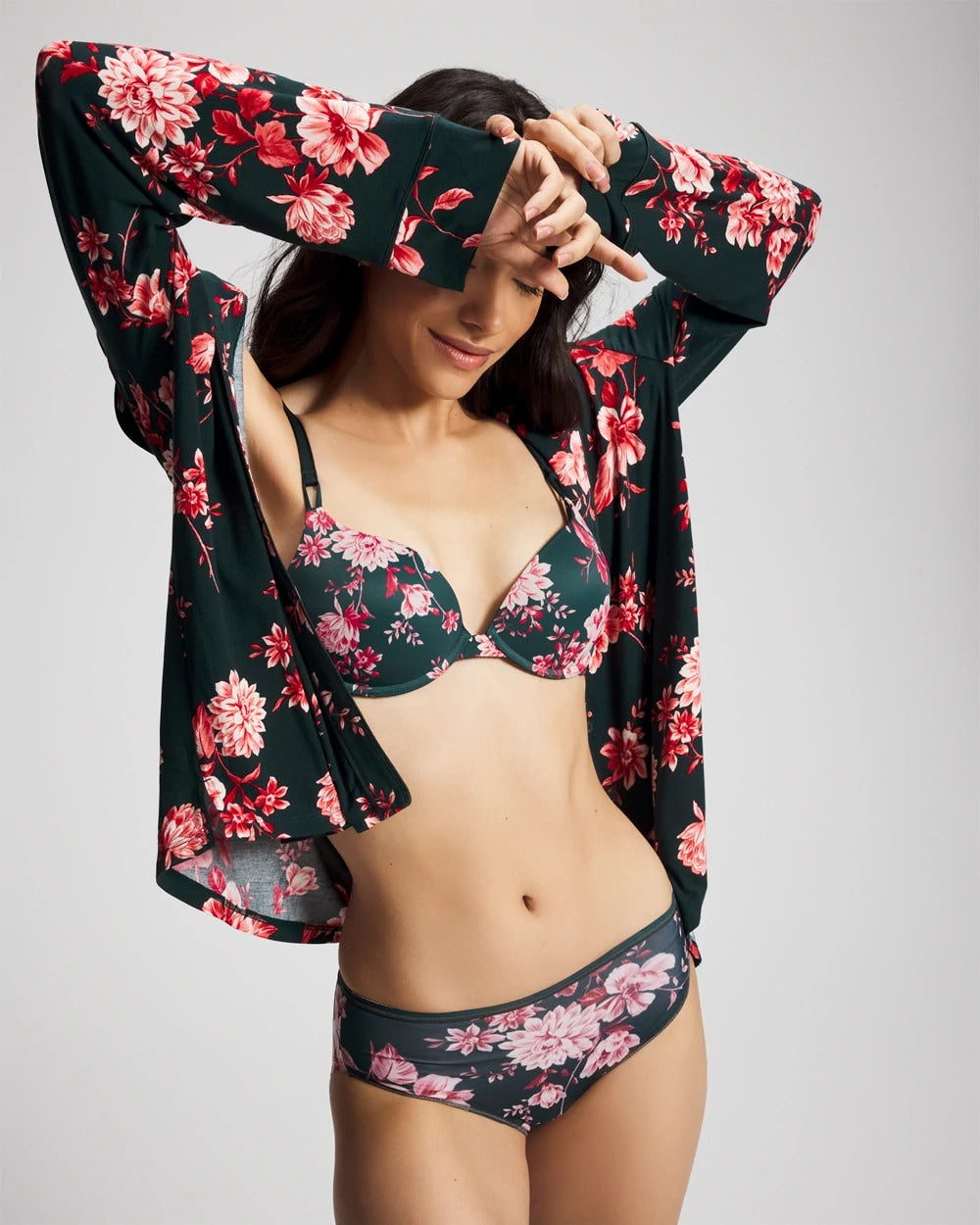 COTTAGE FLORAL MINI GREEN - Push-Up Plunge Bra