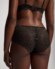 BLACK W/ GOLD FILL - Lace Back Hipster Panty