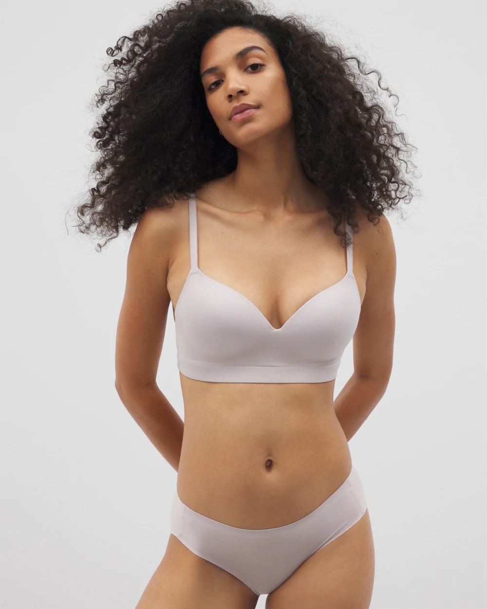 GRAY GLASS - Luxe Wireless Bra with Lace Back