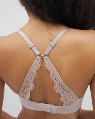 GRAY GLASS - Luxe Wireless Bra with Lace Back