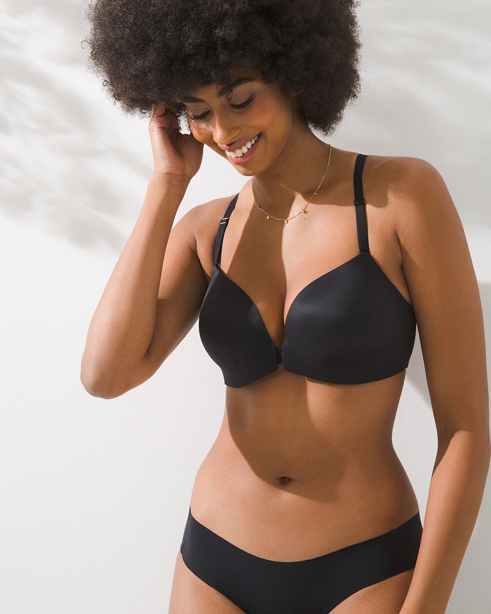BLACK - Front-Close Racerback Bra