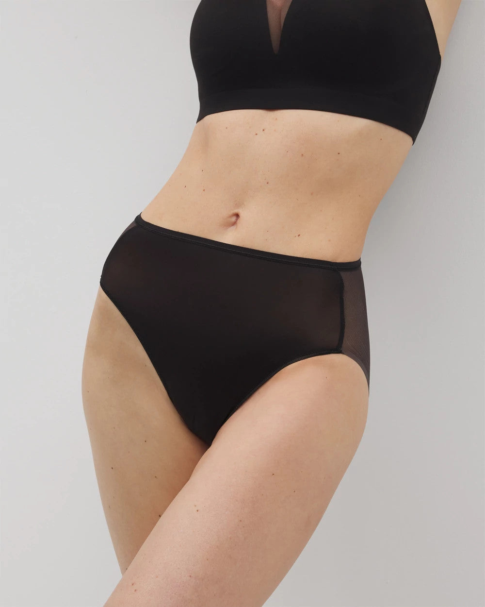 BLACK - Mesh Back High-Leg Panty