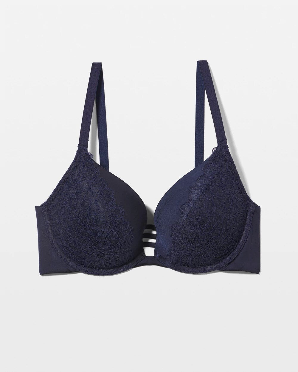 NIGHTFALL NAVY - Push-up Plunge Bra with Lace