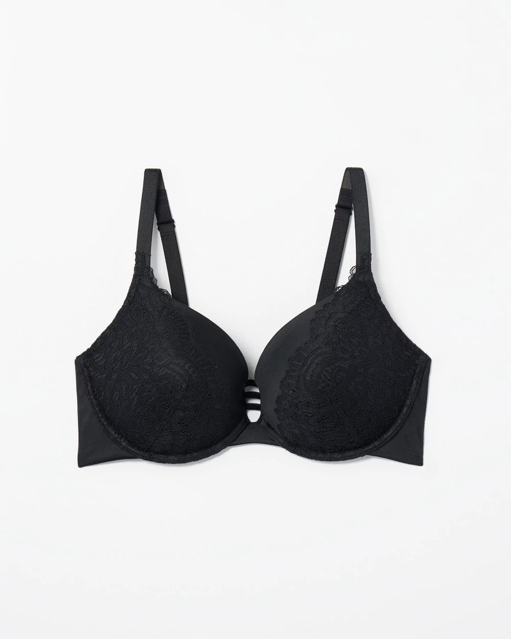 BLACK - Push-up Plunge Bra with Lace