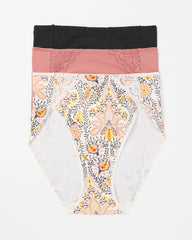 VINE PAISLEY MULTIPACK - High-Leg Brief Panty with Lace 3 Pack