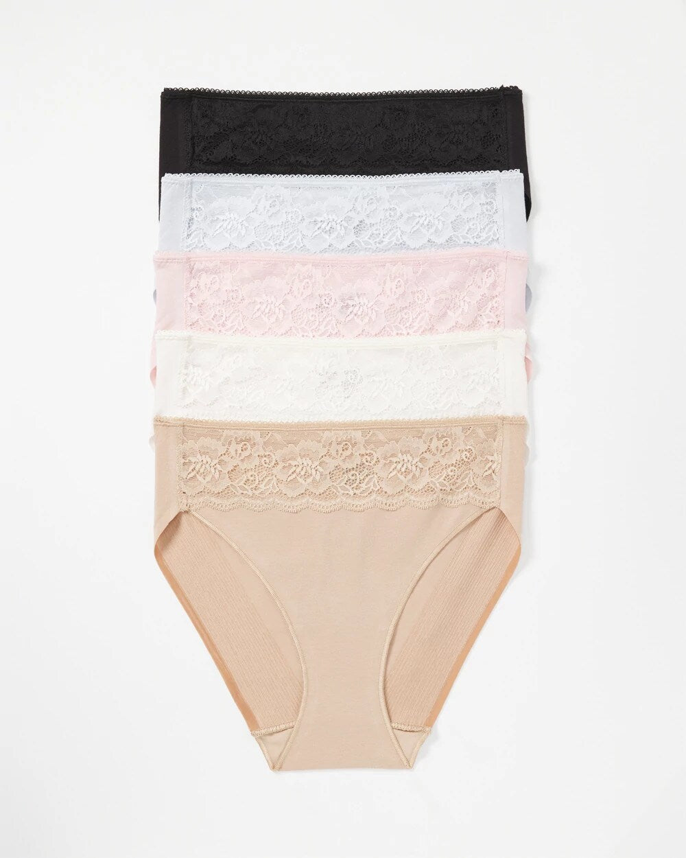PRETTY PINK MULTI PACK - Cotton Blend High-Leg Panty with Lace 5 Pack