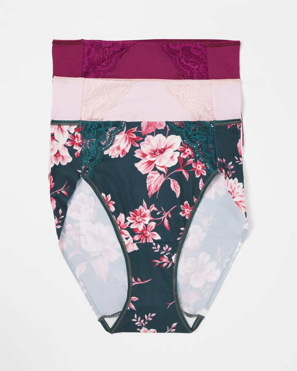 COTTAGE FLORAL MULTI PACK - High-Leg Brief Panty with Lace 3 Pack