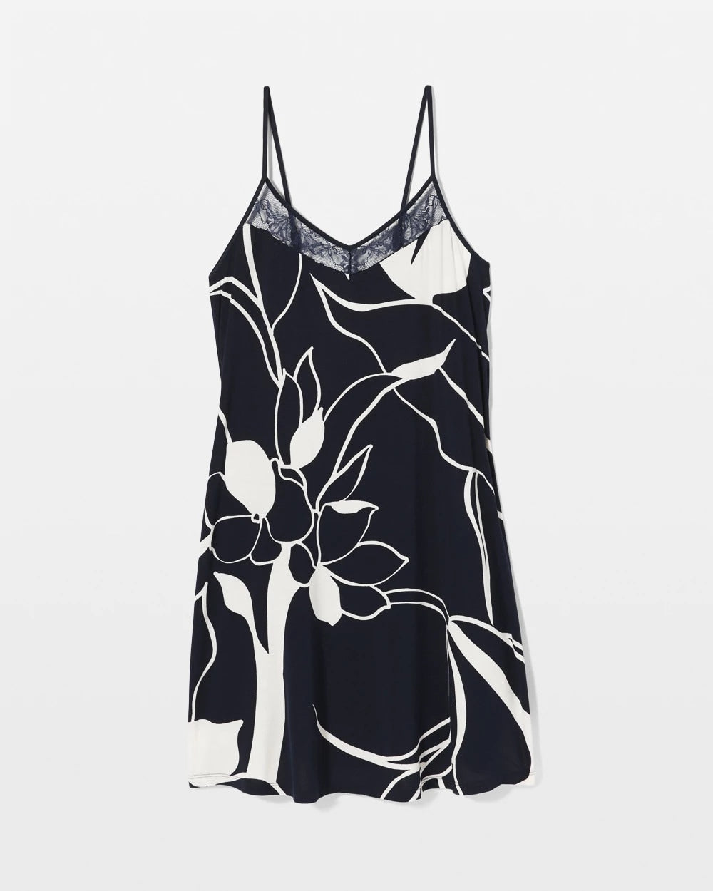 NOUVEAU FLORA NAVY - Lace Chemise