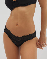 BLACK - Embraceable Thong Panty with Crochet Lace