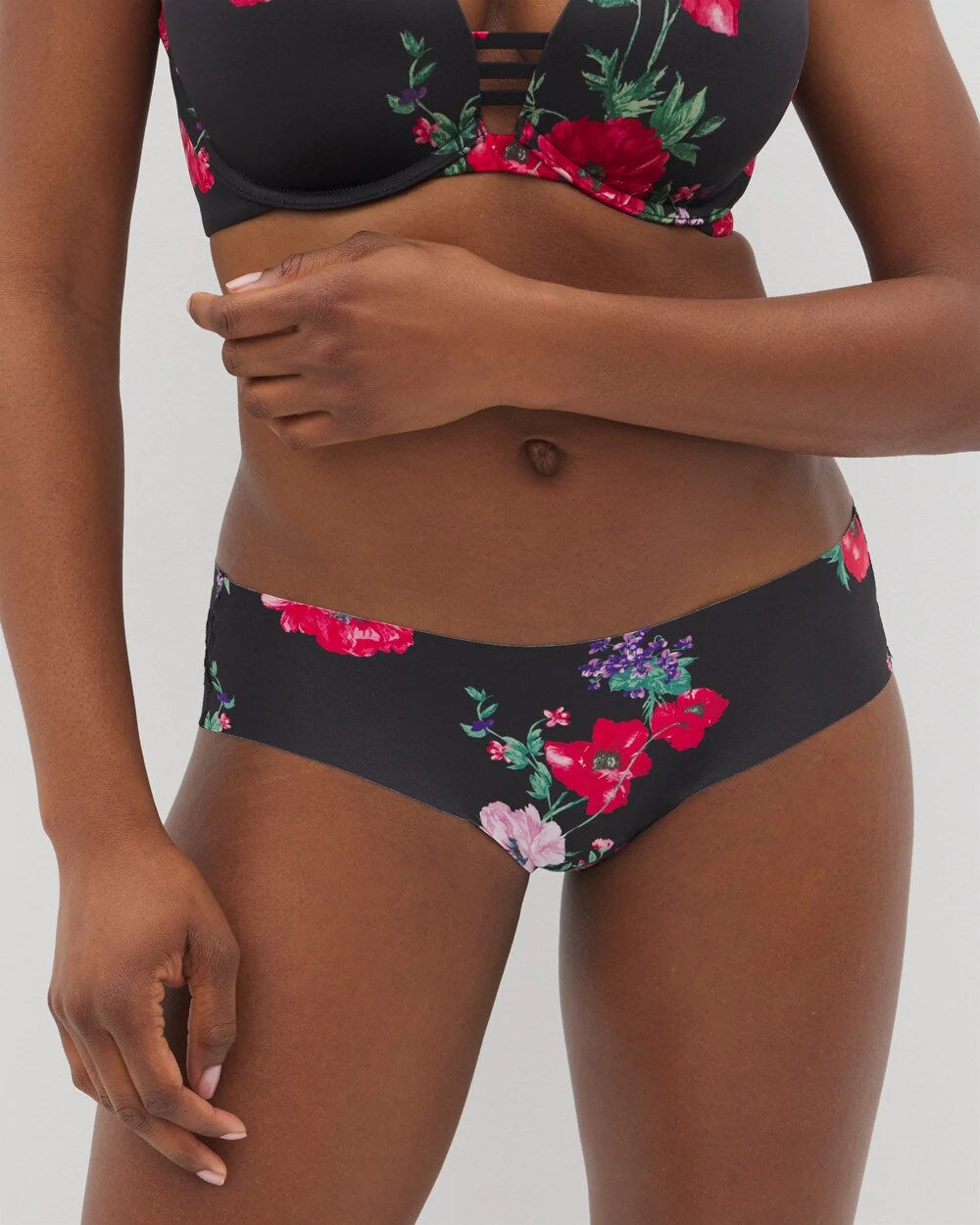 RHAPSODY FLORA MINI BLACK - Cheeky Hipster Panty with Lace Back