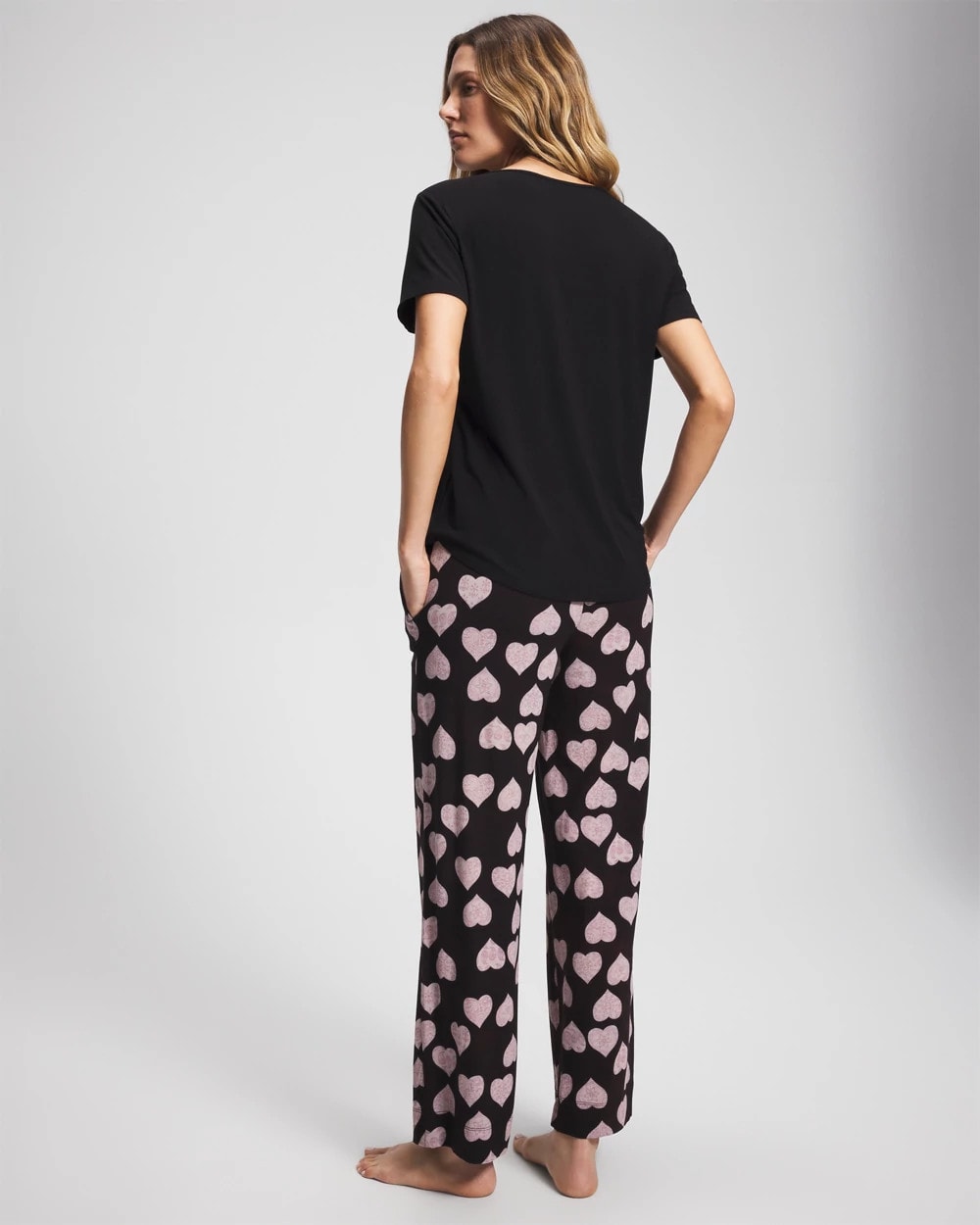 MANDALA HEARTS BLACK - Short Sleeve + Pant Pajama Set