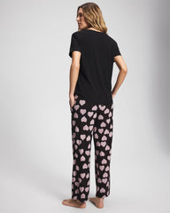 MANDALA HEARTS BLACK - Short Sleeve + Pant Pajama Set