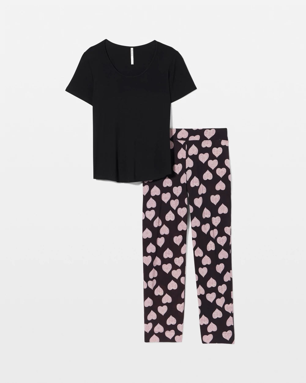 MANDALA HEARTS BLACK - Short Sleeve + Pant Pajama Set