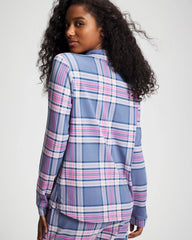 PRETTY PLAID SUNDOWN - Long-Sleeve Notch Collar Pajama Top
