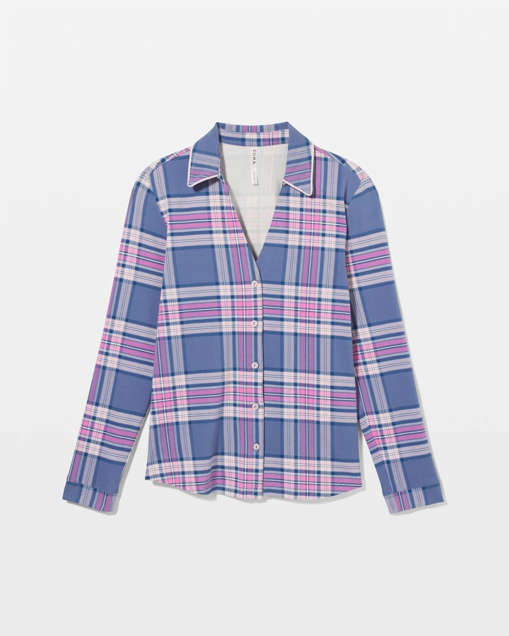 PRETTY PLAID SUNDOWN - Long-Sleeve Notch Collar Pajama Top