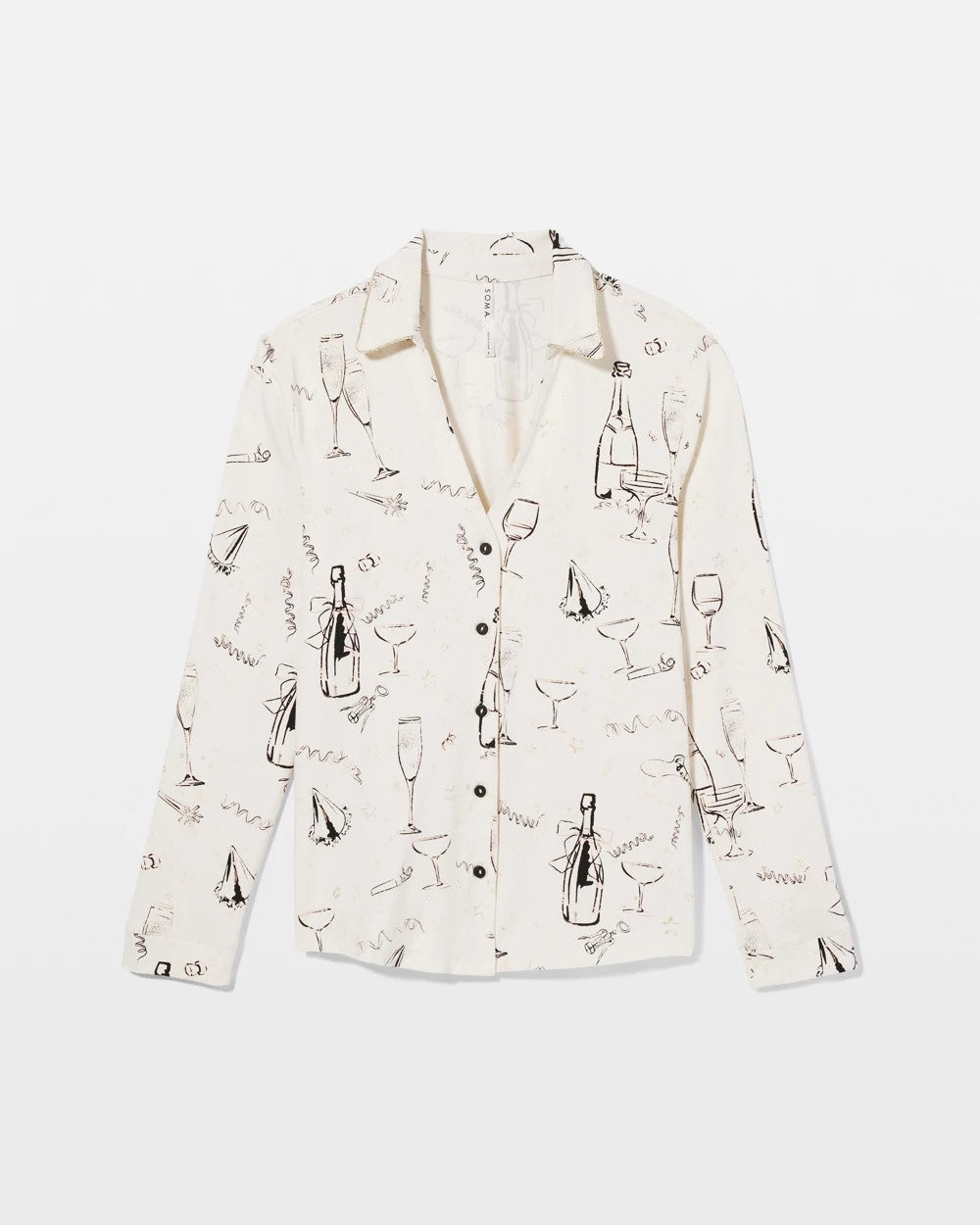 FIZZ THE SEASON FOIL - Long-Sleeve Notch Collar Pajama Top
