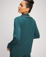 DEEP TEAL - Long-Sleeve Notch Collar Pajama Top