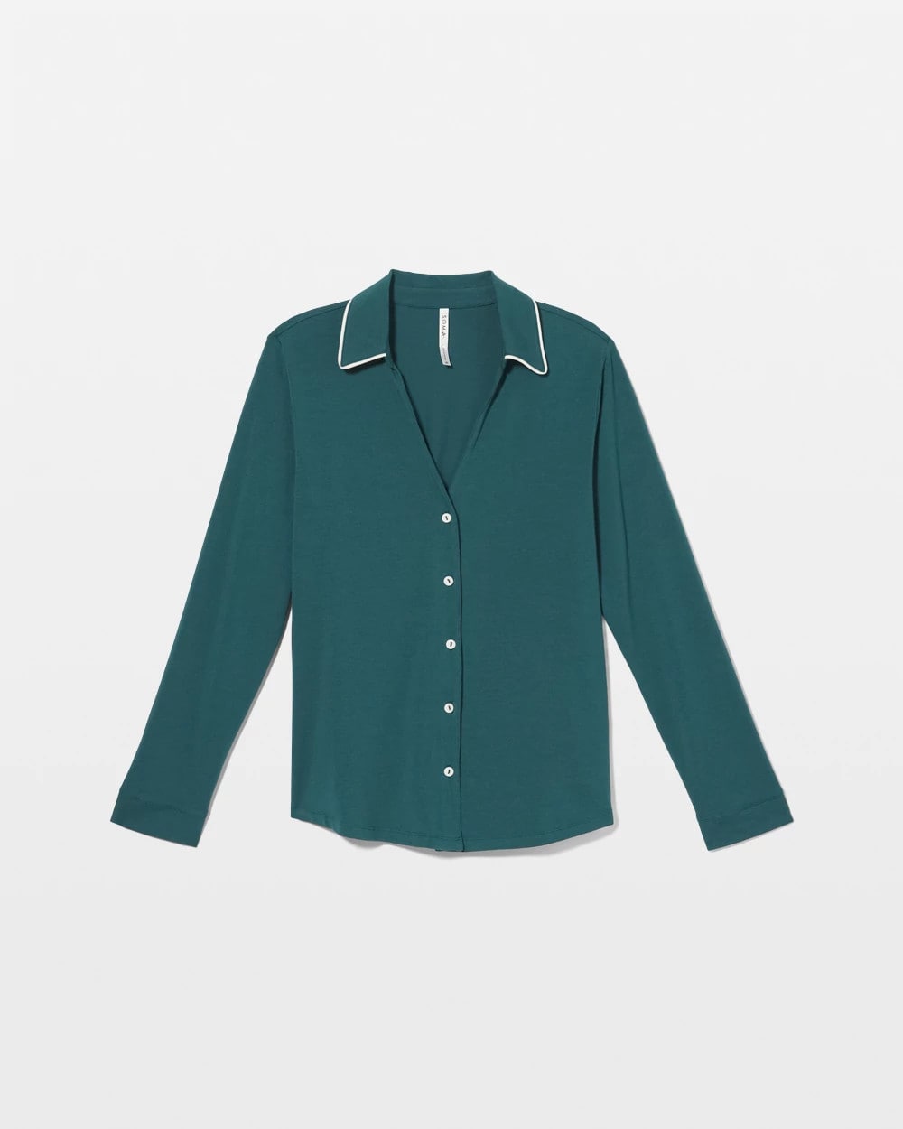DEEP TEAL - Long-Sleeve Notch Collar Pajama Top