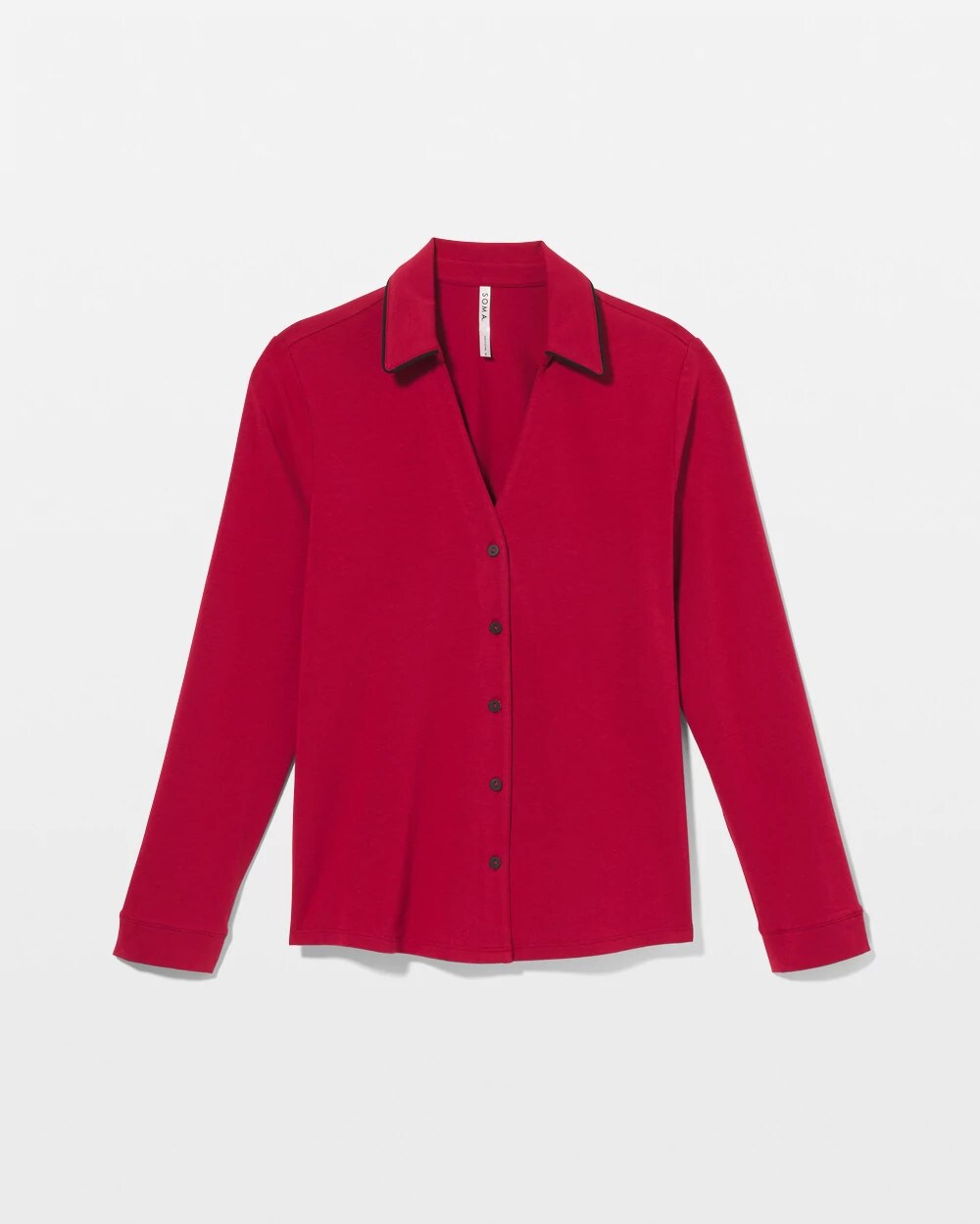 PAINT THE TOWN RED - Long-Sleeve Notch Collar Pajama Top