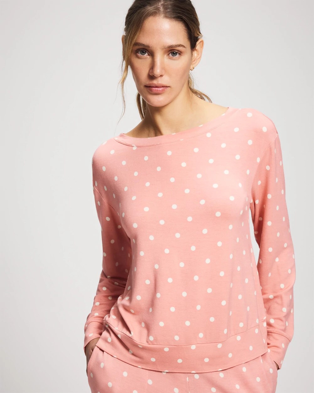 DREAMY DOT MID BLUSH PINK - Long-Sleeve Pajama Top