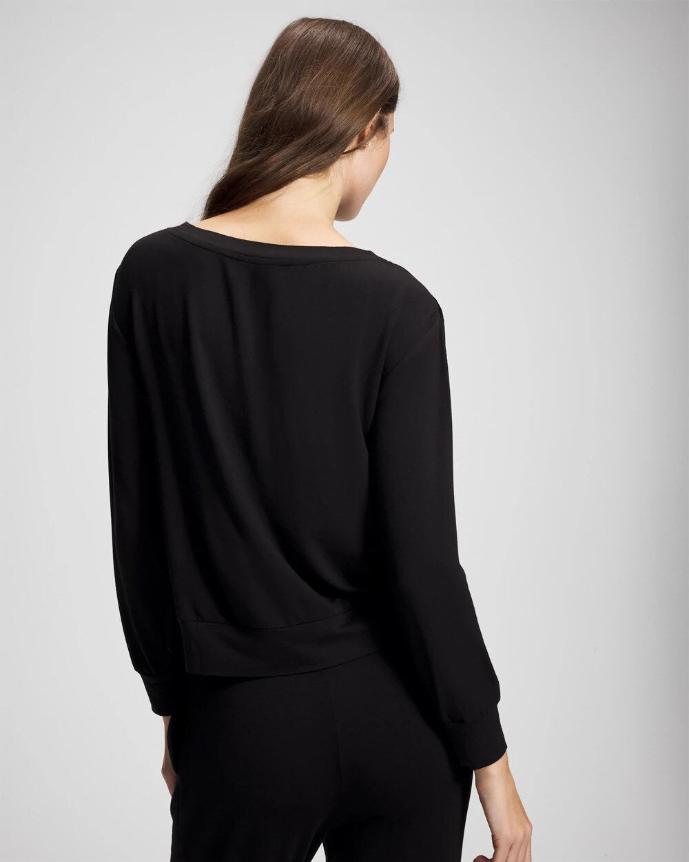 BLACK - Long-Sleeve Pajama Top