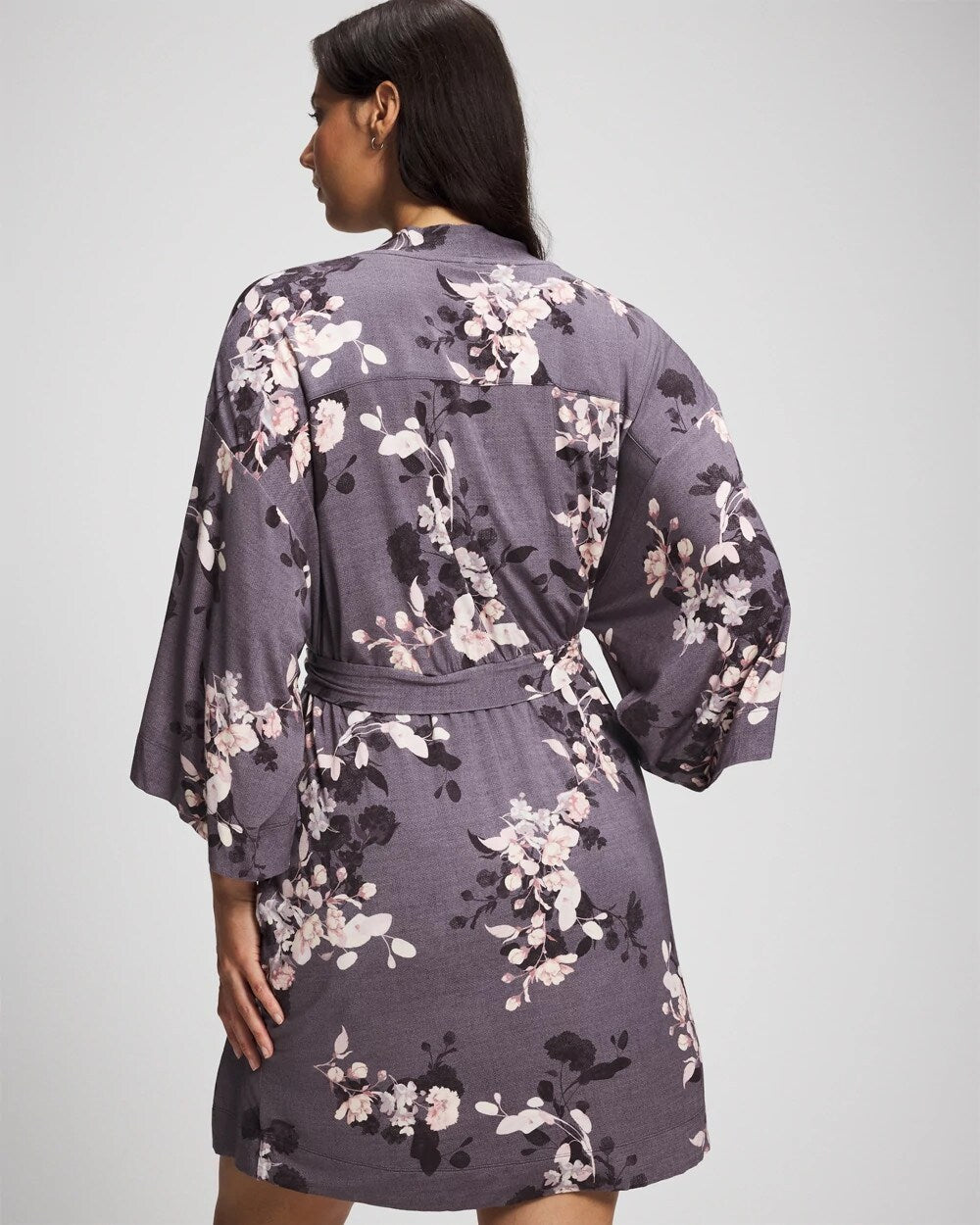 FLORAL DREAMS GRAY - Short Robe
