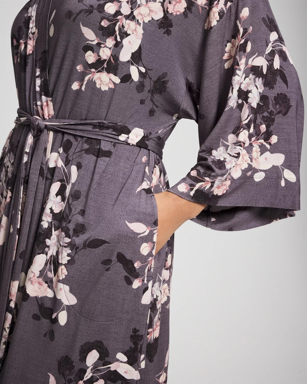 FLORAL DREAMS GRAY - Short Robe