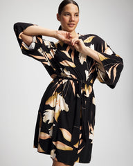 MYSTIC BLOOMS BLACK MID - Short Robe