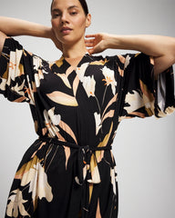MYSTIC BLOOMS BLACK MID - Short Robe