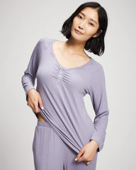 LAVENDER CLOUD - Pointelle Long Sleeve Pajama Top