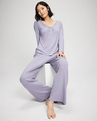 LAVENDER CLOUD - Pointelle Long Sleeve Pajama Top