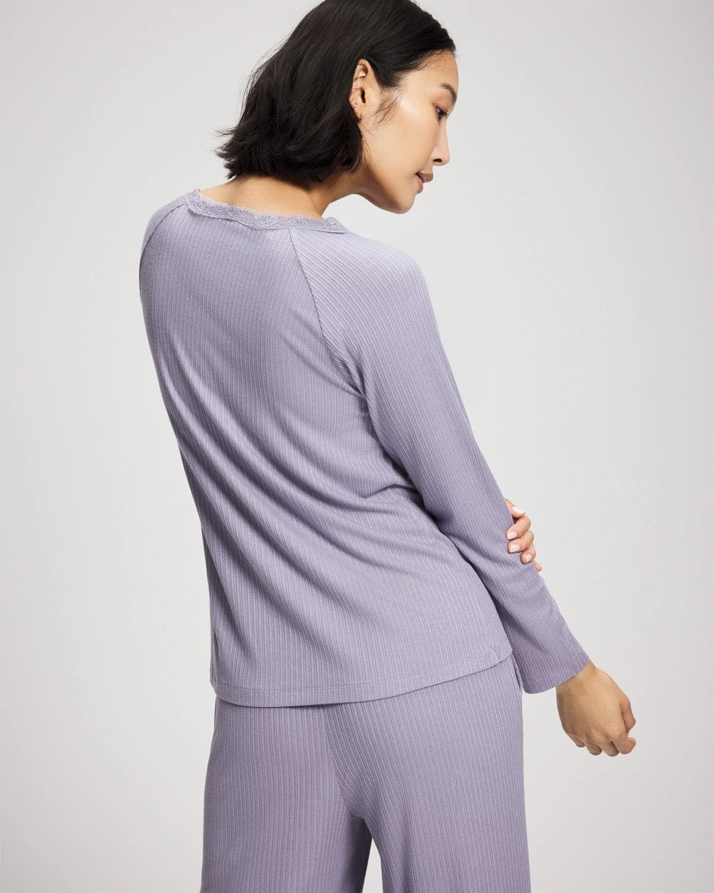 LAVENDER CLOUD - Pointelle Long Sleeve Pajama Top