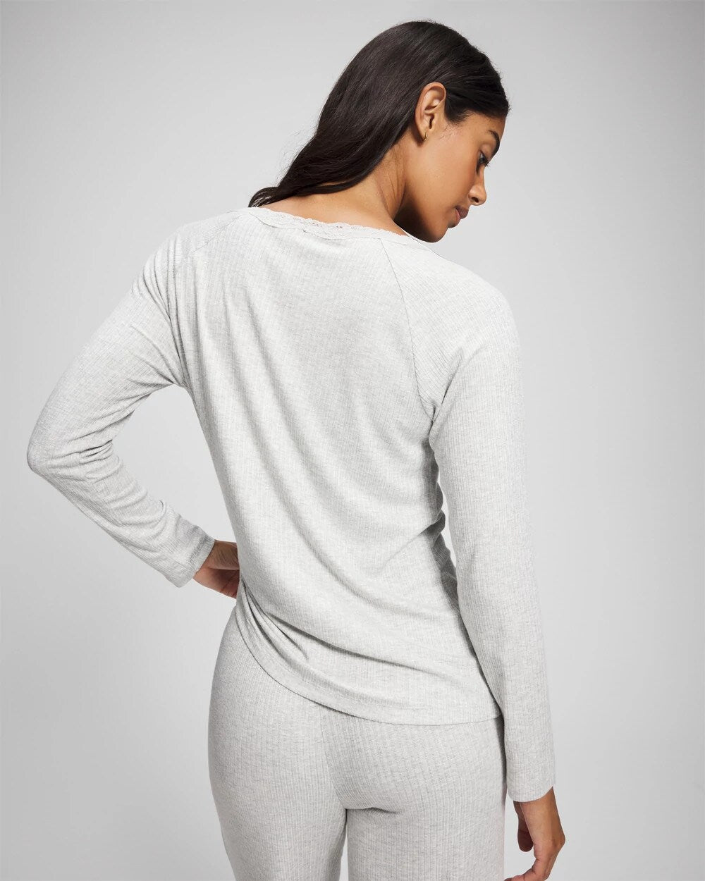 HEATHER FROST - Pointelle Long Sleeve Pajama Top