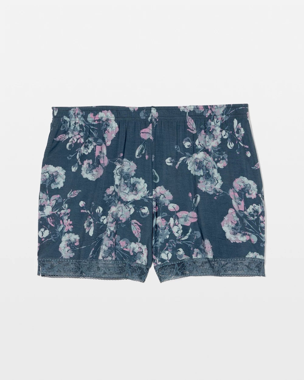 FLORA SHIMMER PETROL - Lace-Trim Pajama Shorts