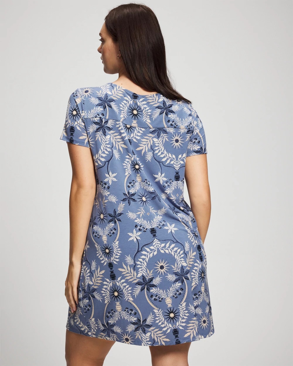 BOTANICAL TILE SUNDOWN - Short Sleeve Scoop Neck Sleepshirt