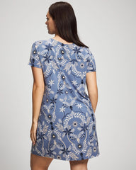 BOTANICAL TILE SUNDOWN - Short Sleeve Scoop Neck Sleepshirt