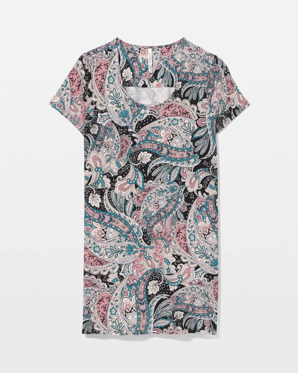 REGAL PAISLEY BLACK - Short Sleeve Scoop Neck Sleepshirt