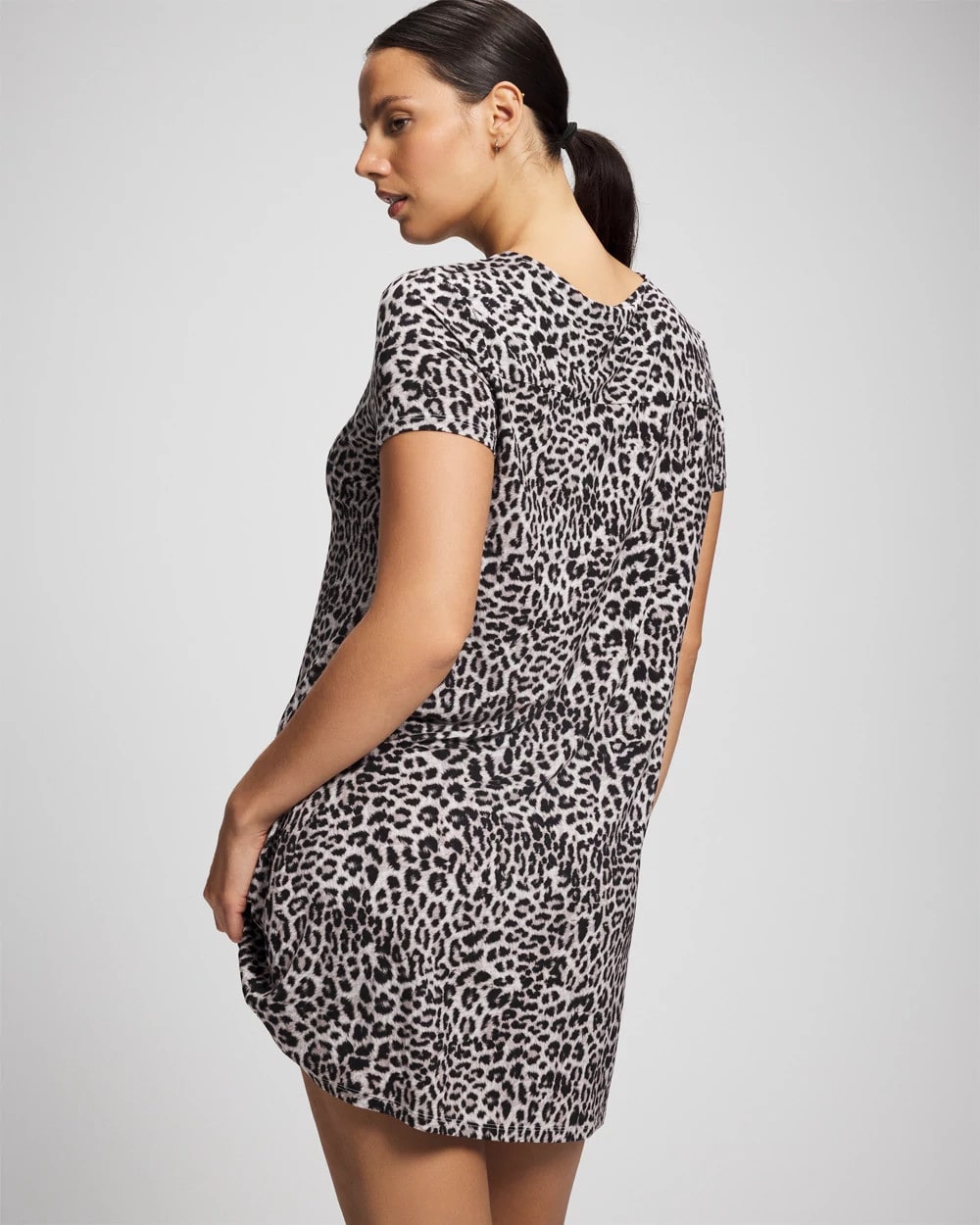 DIVINE LEOPARD TAUPE - Short Sleeve Scoop Neck Sleepshirt