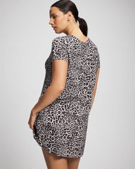 DIVINE LEOPARD TAUPE - Short Sleeve Scoop Neck Sleepshirt