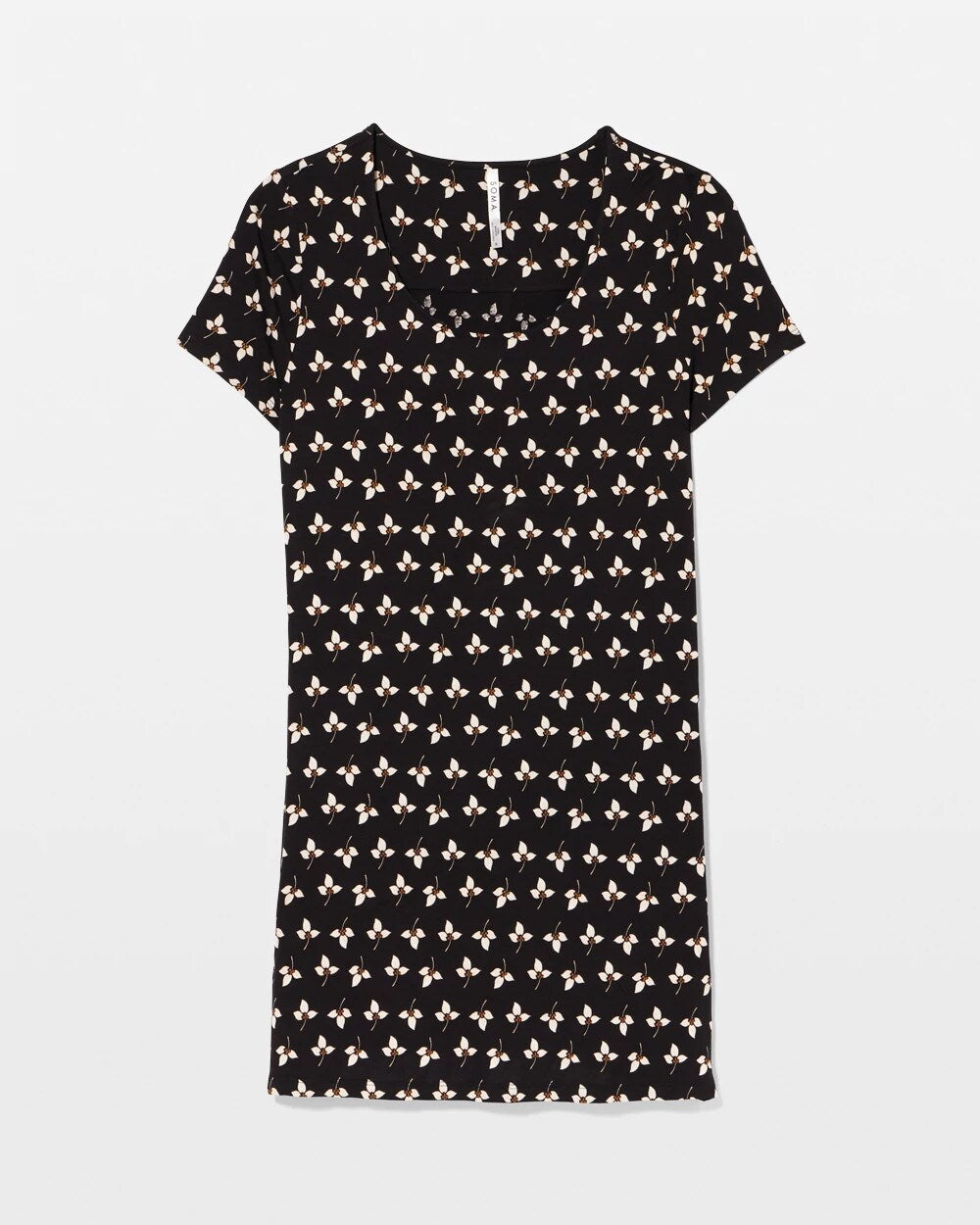 PEACEFUL PETALS BLACK - Short Sleeve Scoop Neck Sleepshirt