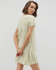 CHILL STRIPE CHAMPAGNE - Short Sleeve Scoop Neck Sleepshirt