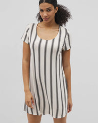 HAMPTON STRIPE BLACK - Short Sleeve Scoop Neck Sleepshirt