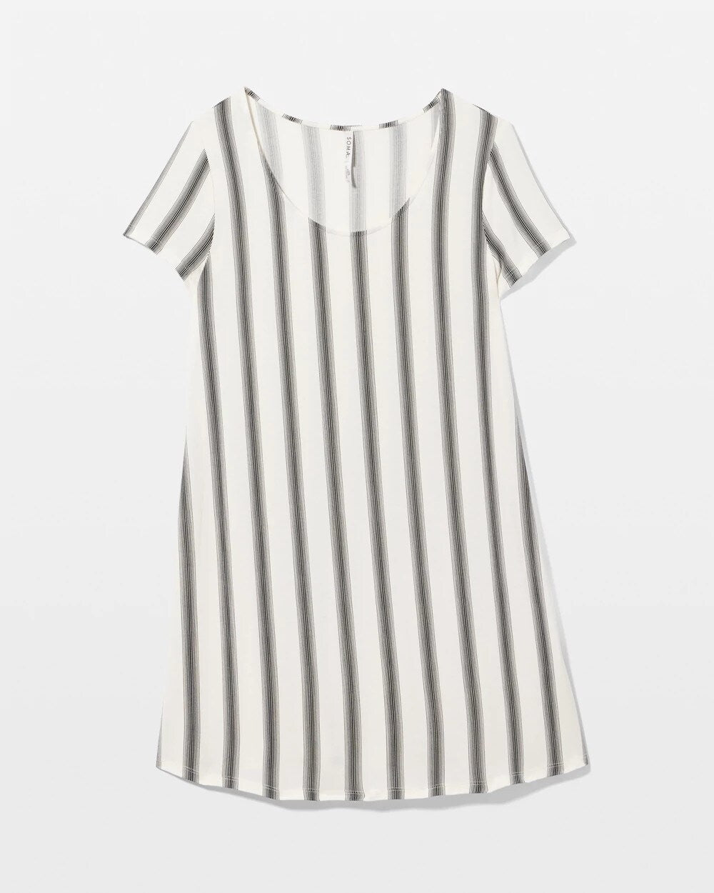 HAMPTON STRIPE BLACK - Short Sleeve Scoop Neck Sleepshirt