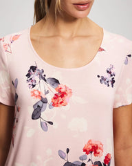 FLORAL DREAMS PINK BLUSH - Short Sleeve Scoop Neck Sleepshirt