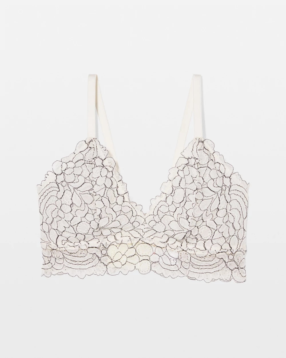 IVORY/BLACK CD - Corded Lace Bralette