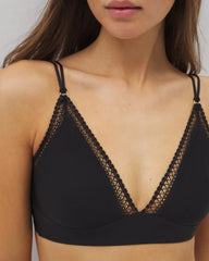 BLACK - Geo Lace Trim Bralette