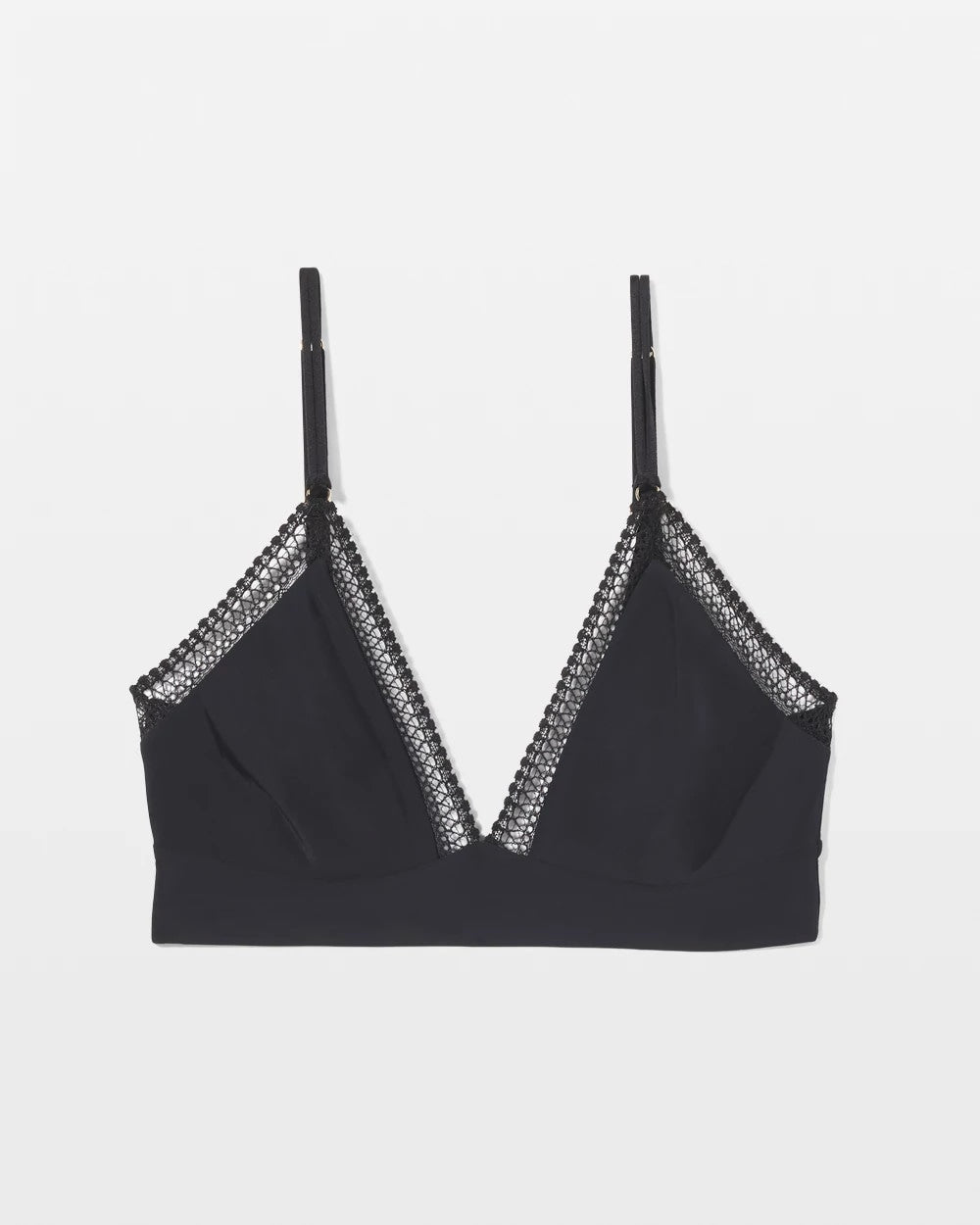 BLACK - Geo Lace Trim Bralette